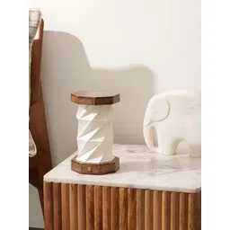 FIG Off White & Brown Textured Wooden Cylindrical Shaped Foldplay Table Lamp with Bulb-picture-28