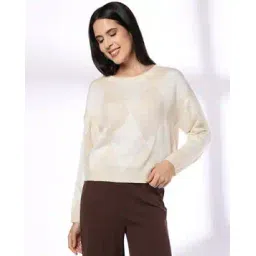 fig Women Argyle Pattern Round-Neck Pullover-picture-28