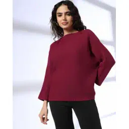 fig Women Patterned Relaxed Fit Boat-Neck Pullover-picture-10