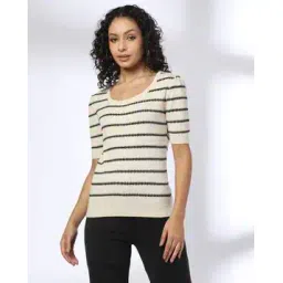 fig Women Striped Relaxed Fit Scoop-Neck Pullover-picture-29