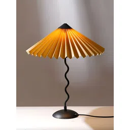 FIG Yellow & Black Textured Metal Triangle Wavy Table Lamp with Bulb-picture-30