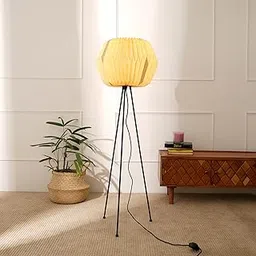 FIG Living Lifo Floor Lamp (Off White) for Living Room, Bedroom & Home Decoration | 123 cm Tall x 42 cm Wide | Origami-Inspired Shade | Knock-Down Tripod Stand (Bulb not Included)-picture-14
