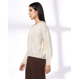 fig Women Argyle Pattern Round-Neck Pullover image 2