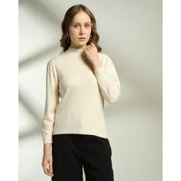 fig Women Ribbed Regular Fit Crew-Neck T-Shirt image 4