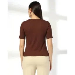 fig Women Ribbed Slim Fit V-Neck Top image 3
