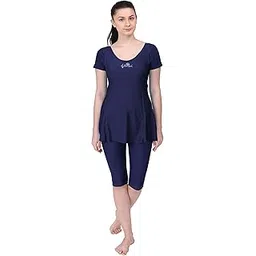 filmax Originals Swimming Costume for Women's One-Piece Beach Wear with Sleeve & Skirted 3/4 Leggings Maximum Covered Swim Wear Dress (L - 7XL)-picture-10