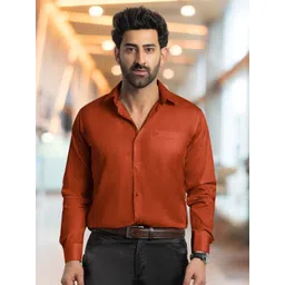 FILO HEVIS Men Classic Fit Solid Spread Collar Cotton Formal Shirt-picture-13