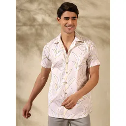 FILO HEVIS Men Classic Slim Fit Floral Printed Spread Collar Cotton Casual Shirt-picture-32