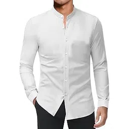 filo hevis Men’s Mandarin Collar Shirt with Full Sleeves Classic for Office, Parties & Traditional Events.-picture-48