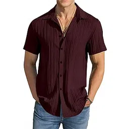filo hevis Men's Popcorn Textured Casual Stylish Shirt Half Sleeve.-picture-48