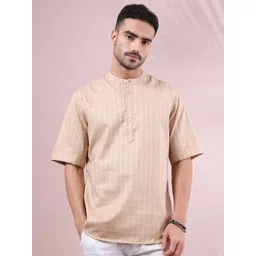 FILORI STUDIO Checked Band Collar Short Kurta-picture-39