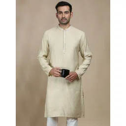 FILORI STUDIO Men Ethnic Motifs Woven Design Festive Cotton Straight Kurta-picture-12