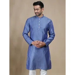 FILORI STUDIO Men Ethnic Motifs Woven Design Festive Cotton Straight Kurta-picture-14