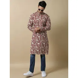 FILORI STUDIO Men Floral Printed Festive Pure Cotton Straight Kurta-picture-27