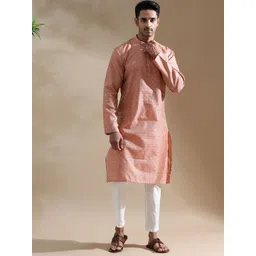 FILORI STUDIO Men Solid Woven Design Mandarin Collar Straight Kurta-picture-21