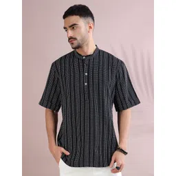 FILORI STUDIO Men Striped Daily Pure Cotton Straight Kurta-picture-19