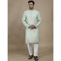 FILORI STUDIO Men Woven Design Festive Cotton Straight Kurta image 1