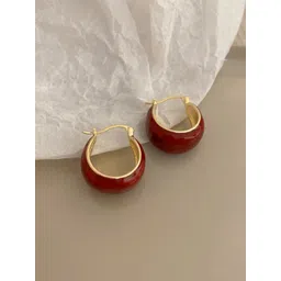 FIMBUL Gold-Plated Circular Shaped Hoop Earrings-picture-28