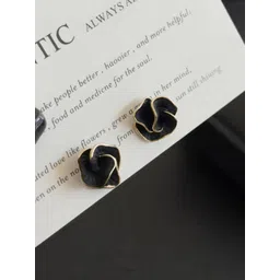 FIMBUL Gold Plated Enamelled Floral Studs-image-47