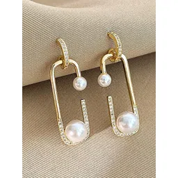 FIMBUL Gold Plated Geometric Drop Earrings-image-14