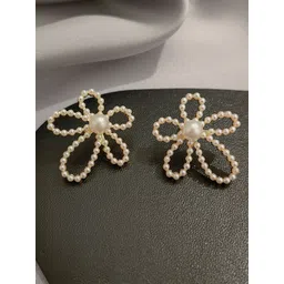 FIMBUL Gold-Plated Pearls Beaded Floral Shaped Studs-picture-34