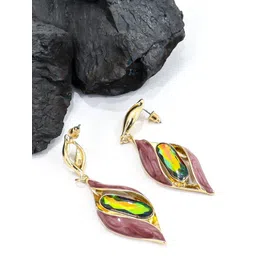 FIMBUL Gold-Plated Stainless Steel Rhinestone Twisted Cage Design Drop Earrings-picture-32