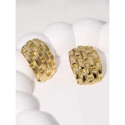 FIMBUL Gold Plated Texture Geometric Shaped Studs-image-35