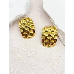FIMBUL Gold Plated Texture Geometric Shaped Studs-image-36