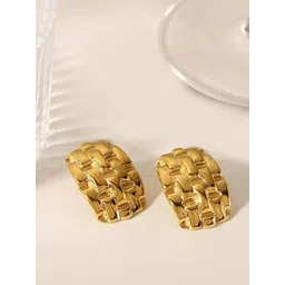 FIMBUL Gold Plated Texture Geometric Shaped Studs-image-37