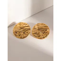 FIMBUL Gold-Plated Textured Circular Shaped Studs-image-5