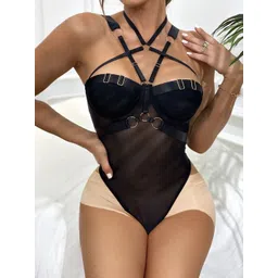 FIMBUL Net Halter Neck Baby Doll with High-Low-image-38