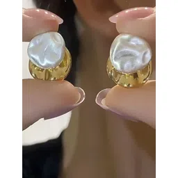 FIMBUL Rhodium-Plated Textured Contemporary Studs-image-29