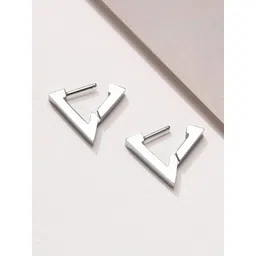 FIMBUL Silver-Plated Stainless Steel Triangular Studs Earrings-picture-17