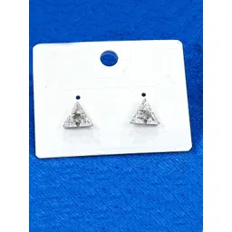 FIMBUL Silver-Plated Zircon Studded Triangular Studs Earrings-picture-34