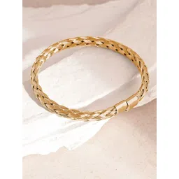 FIMBUL Unisex Antique Gold-Plated Textured Open Cuff Bracelet-image-21