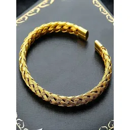 FIMBUL Unisex Antique Gold-Plated Textured Open Cuff Bracelet-image-19