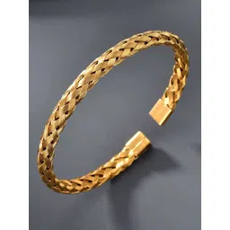 FIMBUL Unisex Antique Gold-Plated Textured Open Cuff Bracelet-image-24