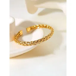 FIMBUL Unisex Antique Gold-Plated Textured Open Cuff Bracelet-image-25