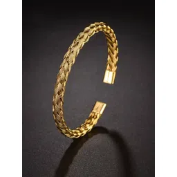 FIMBUL Unisex Antique Gold-Plated Textured Open Cuff Bracelet-image-27