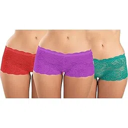 fims - fashion is my style Cotton Lycra Net Boy Short Panty for Womens, Mid Rise, Satin, Hipster Panties, Daily Use, Back and Front Coverage, Brief, See Main Image to Check How Many Panty You Will Get-picture-49