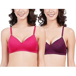 fims - fashion is my style FIMS Fashion Women Lycra Blend Padded Bras, Non-Wired, Seamless, Full Coverage, Everyday Bra, Cup- B, Pack of 2 Multicolor-picture-25