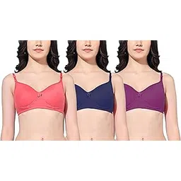 fims - fashion is my style Women Cotton Blend Solid Lightly Padded Non-Wired Seamless Bra Cup- B Pack of 1 Multicolor-picture-40