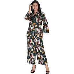 fims - fashion is my style Women Rayon Co-Ord Set Abstract Printed Ethnic Shirt with Palazzo Pants, Top & Bottom Set | Summer Outfit | Stylish Co Ords Dress | Best Gift | Multicolor-picture-15