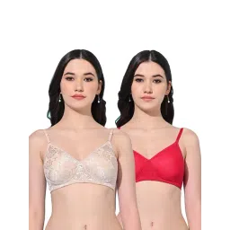 FIMS Beige & Pink Self Pattern Bras - Pack Of 2-picture-15