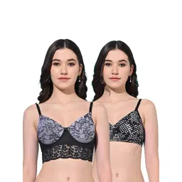 FIMS Black Printed Bras - Pack Of 2-picture-16