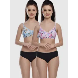 FIMS Blue & Pink Floral Print Bra Panty Sets - Pack Of 2-picture-25