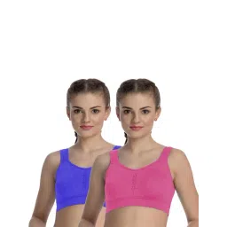 FIMS Blue & Pink Full Coverage Sports Bras - Pack Of 2-picture-23