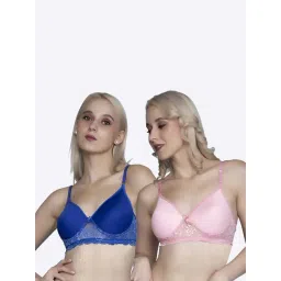 FIMS Blue & Pink Lace Work Bras - Pack Of 2-picture-18
