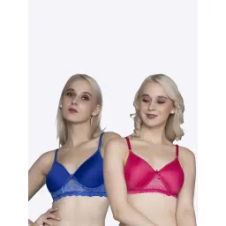 FIMS Blue & Pink Lace Work Bras - Pack Of 2-picture-22