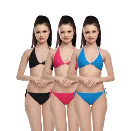 FIMS Blue & Pink Plain Bra Panty Sets - Pack Of 3-picture-24